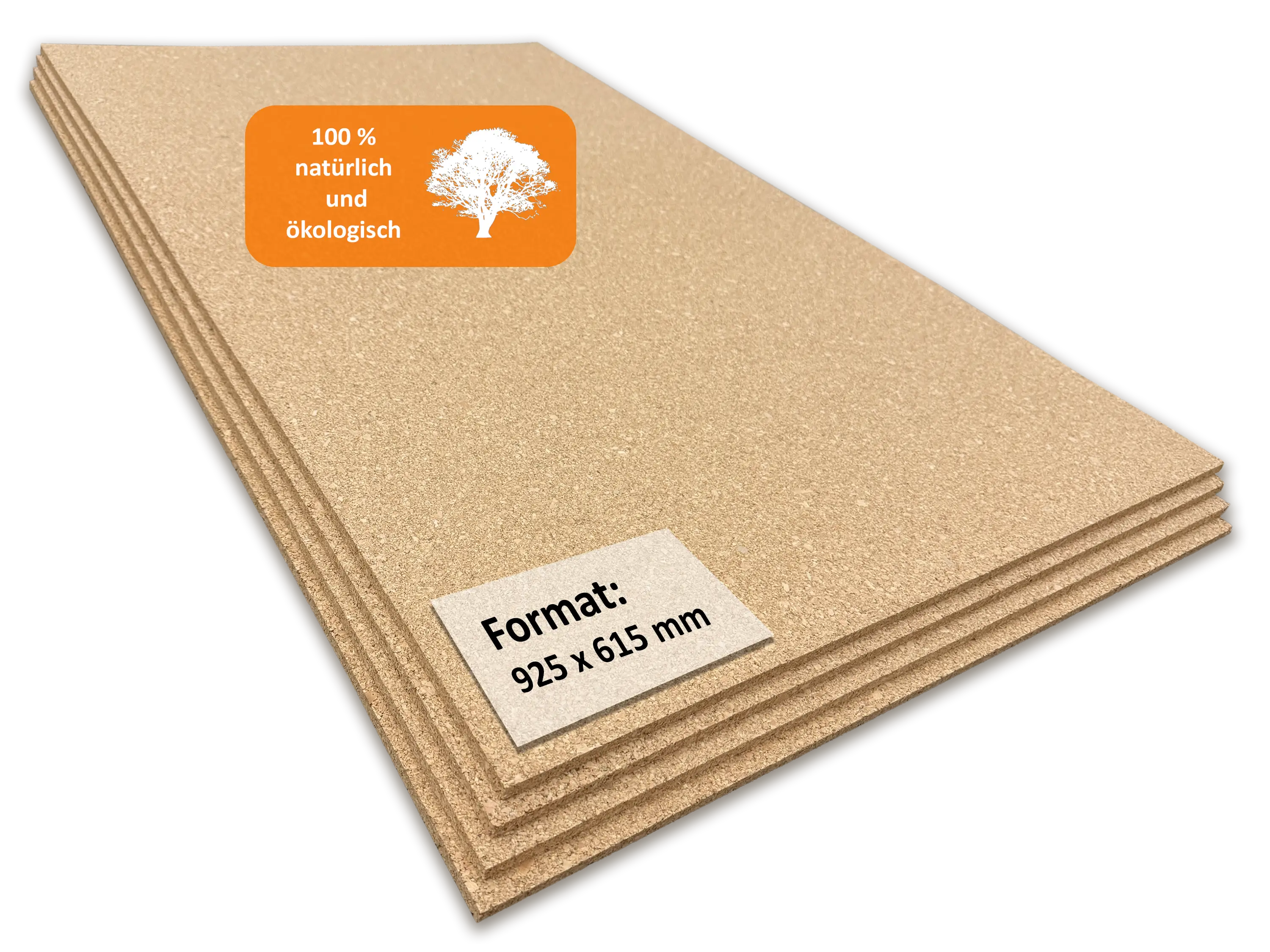 Trecor® Pinnwand Korkplatte Wandkork (einseitig geschliffen) im XXL Format 925 x 615 mm