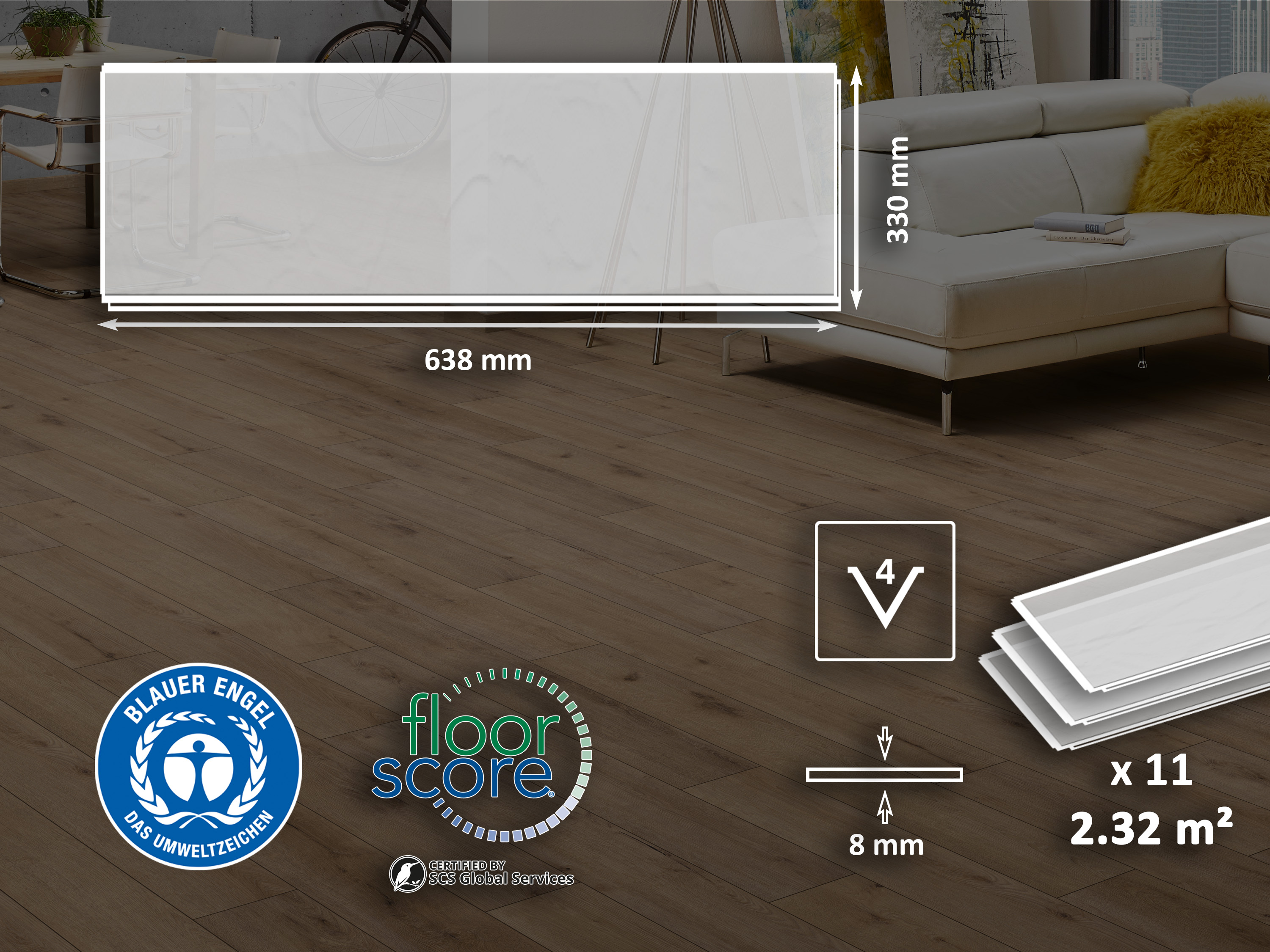 Laminatboden KronoOriginal® Atlantic 8 - Pewter Slate K388 - 8 mm - MO.RE! Moisture resistant 