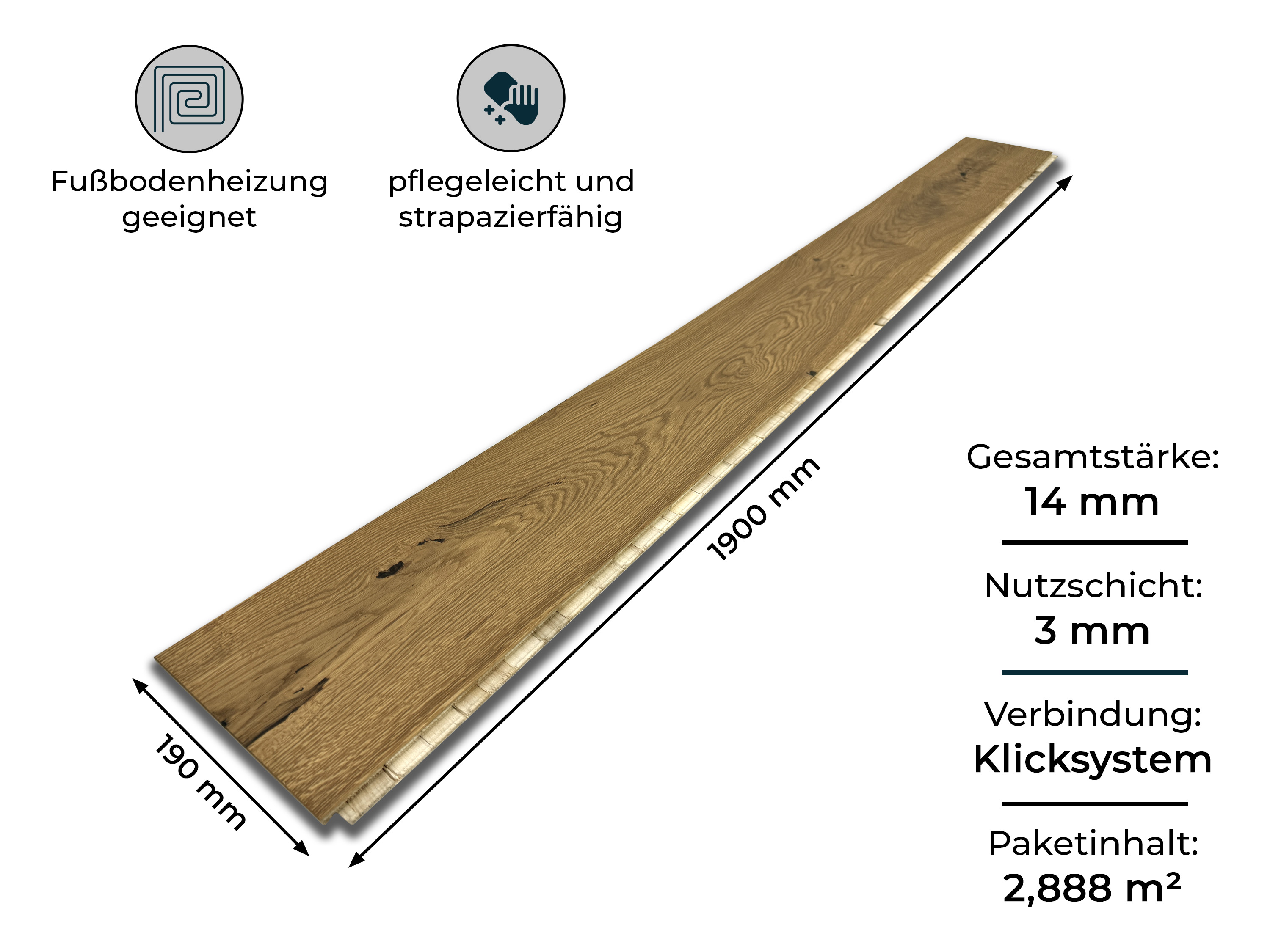 Parkettboden 3-Schicht Landhausdiele Eiche Rustikal Parkett gebürstet RUBIO R209 Smoked Oak endgeölt